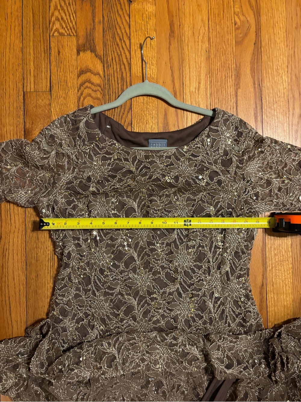 Rabbit Rabbit Rabbit Gold Lace Midi Dress with Sequins - Picture 8 of 9